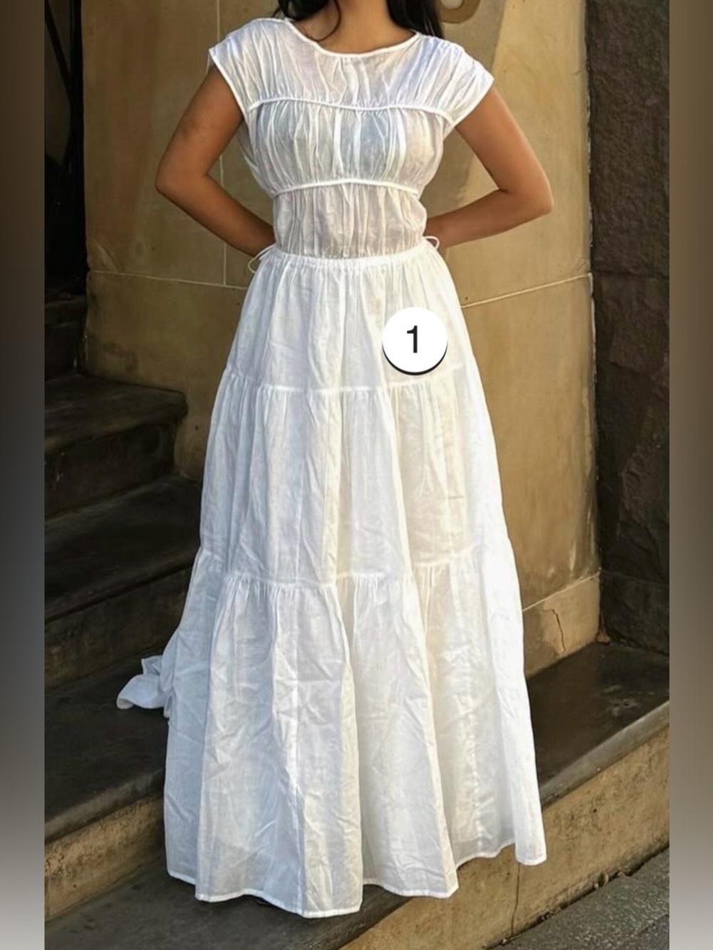 NWT DISSH White Sleeveless Tiered Maxi Dress - Picture 3 of 9